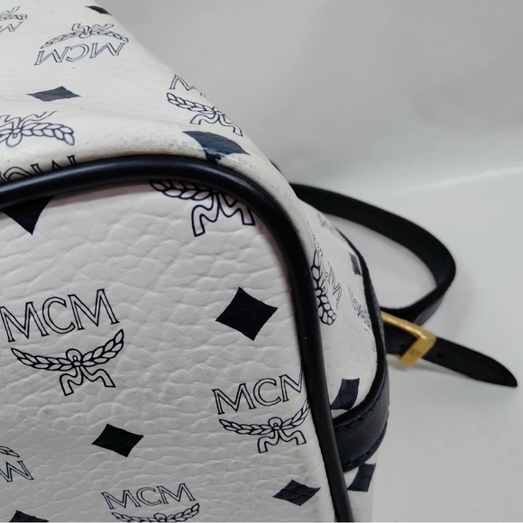 MCM Black and White Logo Shoulder Bag - Picture 9 of 9